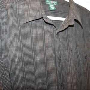Gray plaid luxury microfiber button-down long sleeve shirt size XL David Taylor